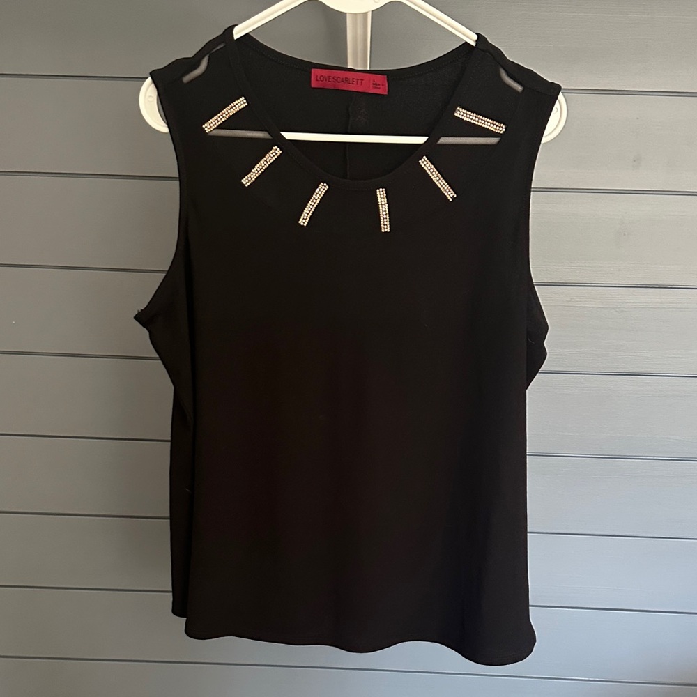 Black Sleeveless Blouse with glitz accents
